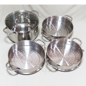 Juego de utensilios de Cocina de Inducción de acero inoxidable de diseño clásico personalizado al por mayor, ollas de cocina de vapor de Metal - Product Image 2