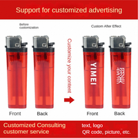 Vente chaude Cigarettes Fumer Silex Meule Logo Personnalisé Briquet Couleur Transparente