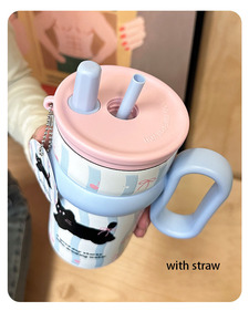 540ml nouvelles tasses à café à double paroi isolées sous vide en acier 316 gobelets pour enfants avec couvercle paille - Product Image 4