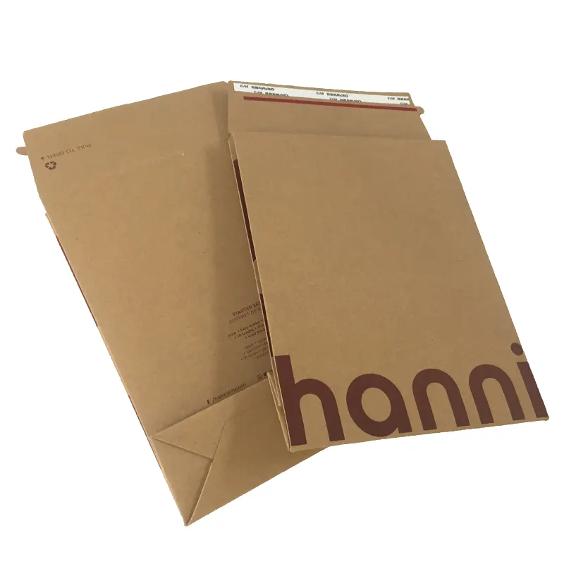 Peel Off Tapes Custom Flat Cardboard Mailer Rigid Packaging Envelope Paper