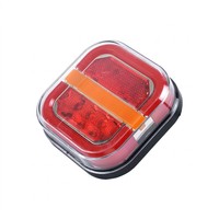 Feu arrière LED carré pour camion, type Hamburger, avec DRL, Stop, Clignotant et Réflecteur, Rouge Ambre, 12V 24V, Étanche, pour Remorque et Caravane
