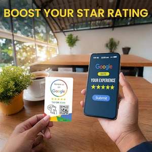 <span class=keywords><strong>Google</strong></span>レビュータップカード (3パック) すべての携帯電話対応TapFive再利用可能なスマートタップNFC QRインスタントビジネスレビューブースト - Product Image 3