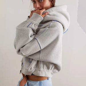 Sweat à capuche en polaire Sherpa épais à fermeture éclair intégrale, personnalisable avec logo OEM, pour l'extérieur, l'hiver - Product Image 1