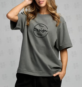 <span class=keywords><strong>T</strong></span>-<span class=keywords><strong>shirt</strong></span> Oversize <span class=keywords><strong>da</strong></span> <span class=keywords><strong>Donna</strong></span> in Cotone Pesante 250 GSM, Stampa Serigrafica Personalizzata, Stile Streetwear Baggy, Vendita all'Ingrosso OEM - Product Image 4
