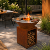 Barbecue d'extérieur en acier au carbone de qualité supérieure pour plus de 5 personnes, corps en acier Corten durable, design européen moderne, multifonction, avec atténuateur de flamme