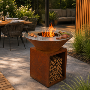Parrilla para Exteriores <span class=keywords><strong>de</strong></span> Acero Corten, para Más <span class=keywords><strong>de</strong></span> 5 Personas, Cuerpo <span class=keywords><strong>de</strong></span> Acero Corten Resistente, Diseño Europeo Moderno, Multifuncional, para Cocinar en el Jardín o <span class=keywords><strong>Patio</strong></span> - Product Image 3