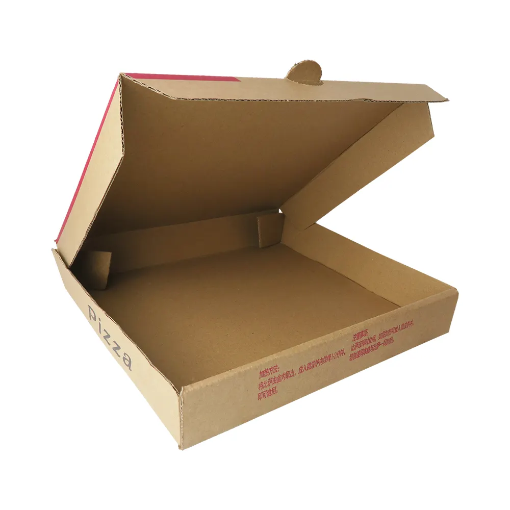 Kemasan kertas OEM bahan daur ulang kotak pizza makanan logo kustom merek UV lapisan kotak kertas