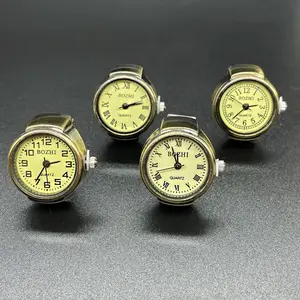 Venta al por mayor Vintage Cuarzo bronce Dedo Reloj Anillos Relojes digitales relojes Elástico tamaño libre Dedo Punk Anillos para Mujeres Hombres