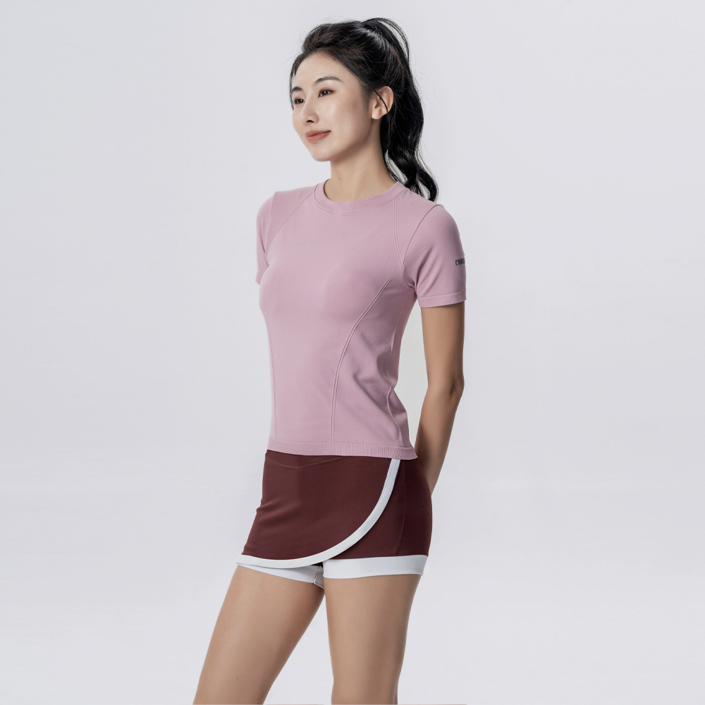 Women's Short Sleeve Spandex/Nylon Athletic Top Spring/Summer Fitness Wear Running Solid Color Yoga Sports Anti-Exposure