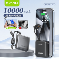 BAVIN Factory PC1137S 22.5W 10000mah Ultra Mini Power Bank avec chargeur de type C Câble USB C