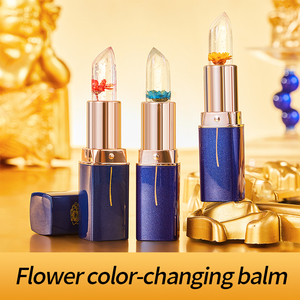 Prix usine 3 cristal fleur gelée baume à lèvres feuille d'or translucide température changement de couleur antiadhésif tasse en gros <span class=keywords><strong>rouge</strong></span> à lèvres - Product Image 2