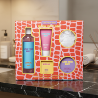 Coffret de Soins Corporels aux Herbes en Gros avec Sel de Bain, Gel Douche, Lait Corporel et Savon Artisanal pour Enfants - Boîte Cadeau Parfumée Personnalisée