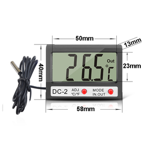 Nhiệt kế kỹ thuật số DC-2 với đầu dò-Màn hình nhiệt độ ngoài trời trong nhà kép với ° C/° F & đồng hồ, được chứng nhận CE ROHS - Product Image 2