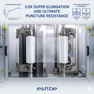 Film étirable souple résistant aux perforations, film étirable de qualité industrielle 23 microns pour les marchandises à bords tranchants - Product Image 3