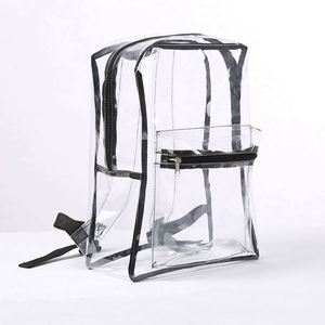 Sac à dos transparent en PVC noir pour femme, tendance et abordable, idéal pour l'école - Product Image 1