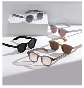 Lunettes <span class=keywords><strong>de</strong></span> soleil rondes rétro unisexes ADE WU STY19328H UV400, nouvelle collection 2026, avec rivets et logo personnalisé, verres champagne vintage, teinte grise - Product Image 5