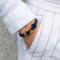 Bracelet en corde nautique tressée à double brin avec fermoir en U en cuir cristallin, unisexe, personnalisé et mature, pour le commerce transfrontalier