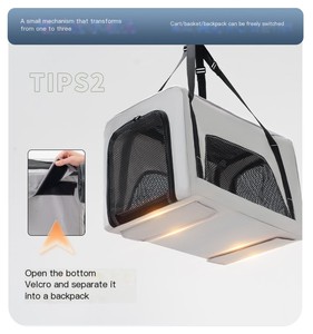 Lớn Twin Mèo cầu THANG LEO Xe đẩy 360 xem hai lớp xe đẩy vận chuyển chạy giỏ hàng có thể gập lại Đôi Chó vật nuôi xe đẩy tàu sân bay - Product Image 3