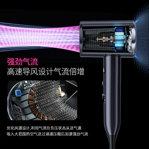 Secador de Pelo Inteligente con Control de Temperatura y Pantalla Digital, Alta Potencia, Luz Azul, Motor DC de Alta Velocidad, Boquilla de Aire de Un Solo Punto - Product Image 1