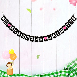 Lễ đính hôn Bunting anh ấy hỏi cô ấy nói có biểu ngữ đạo cụ ảnh đồ trang trí tiệc - Product Image 2