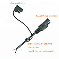 18AWG SAE konektor kawat Harness SAE 2 Pin konektor ke telanjang kabel tembaga dengan isolasi hitam untuk mobil, sepeda motor, baterai