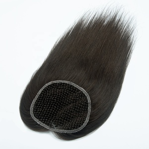 <b>Fishnet</b> Net Integration Hair Topper Full Hand-tied Clip In Human Hair Breathable Base 6x6in For Thinning Hair - Product Image 4