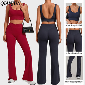 Conjunto Deportivo de 2 Piezas para Mujer, Profesional, Informal, para <span class=keywords><strong>Gimnasio</strong></span>, Ejercicio al Aire Libre, Top Corto, Transpirable, para Entrenamiento de Fuerza y Yoga - Product Image 1
