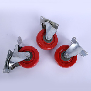 Großhandel auf Lager Mittelgroße industrielle PVC-Lenkräder All-Inclusive-Doppelachsen-Wirbel mit roter Fuß bremse - Product Image 3