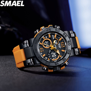 SMAEL 8106 Men's Sport Analog-Digital Quartz Watch with 5BAR Waterproof Chronograph <b>Alarm</b> <b>Stop</b> Watch Luminous PU Strap - Product Image 4