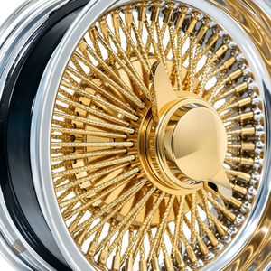 Jantes personnalisées à rayons triple doré chromé de 13 à 22 pouces, 100 rayons, jantes à déport profond pour voitures Lowrider, voitures classiques, style rétro et de luxe - Product Image 2