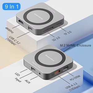 Manyetik M.2 NVME SSD Kutusu 9'u 1 Arada USB C Hub 4K 60Hz HDTV 3.5MM Ses SD/TF USB <span class=keywords><strong>3.2</strong></span> Çoklu Port Adaptörü - Product Image 2