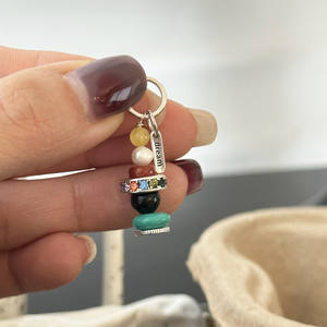 Collar con Colgante de Plata de Ley S925, Diseño de Abuela con Diamante Verde Claro Personalizado, Acabado Cepillado al Viento Buchirati, 6 mm 8 mm - Product Image 3