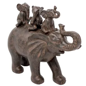 8 "H 3 elefanti in sella a un elefante statua in resina figurina decorazioni Decorative per la casa