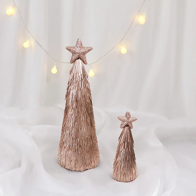 Glitter Kegel Kerstboom Met Ster Voor Vakantie Ornament Bruiloft Decor