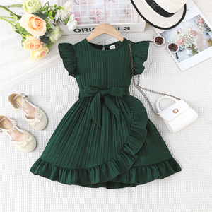 Robes d'été pour filles, manches à volants, vêtements <span class=keywords><strong>de</strong></span> fête d'anniversaire, couleur unie, robe <span class=keywords><strong>de</strong></span> princesse douce, pour les <span class=keywords><strong>vacances</strong></span> <span class=keywords><strong>des</strong></span> enfants - Product Image 4