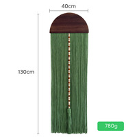 Décoration murale en macramé, style bohème, fil fait main, pompon rond, 15,7 " de large x 51 " de long