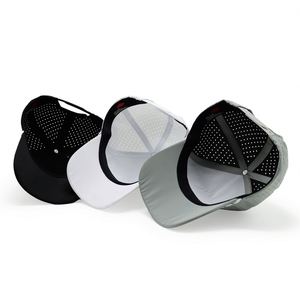 Gorras de Béisbol de 5 Paneles, Impermeables, con Orificios Cortados a Láser, Logotipo Metálico Personalizado, con Cuerda - Product Image 5