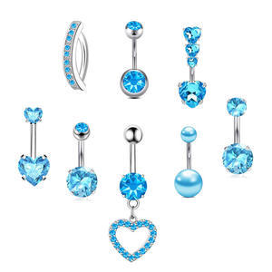 Sıcak satış 316L paslanmaz çelik pembe zirkon şeftali kalp göbek halkası 6mm tırnak Piercing göbek takısı toptan - Product Image 5