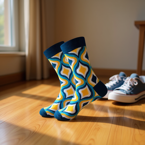 Calzini da uomo a metà polpaccio 40-45 con motivo geometrico, calzini alla moda - Product Image 2