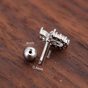 Juego 10 20G Tragus Pendientes Parte posterior plana Cartílago Oreja Tornillo de acero inoxidable CZ Stud Labret Conch Helix Tragus <span class=keywords><strong>Piercing</strong></span> Anillos para la lengua - Product Image 5