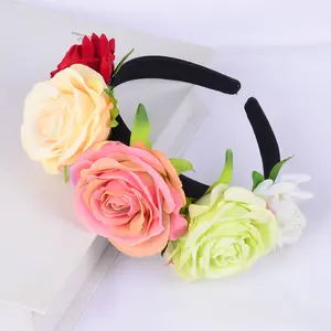 Nieuw Product Simulatie Roos Bloem Haarband Mode Bloem Hoofdband Haaraccessoire Voor Vrouwen