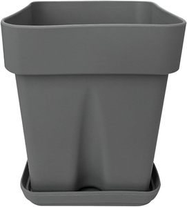 Pot de fleurs en silicone de 5,1 pouces avec plateau, jardinière carrée épaissie, récipient décoratif pour jardinage intérieur et extérieur - Product Image 5