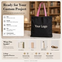 Sac fourre-tout en toile noir jais sur mesure avec longue poignée de transport et imprimé géométrique pour salon professionnel, fabrication OEM