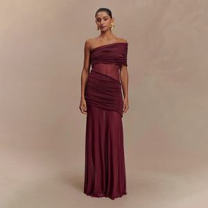 Robe d'été décontractée sans bretelles décolleté taille empire solide avec nouvelle jupe en perspective plissée rétrécie - Product Image 3