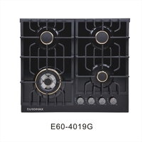 Cuisinière à gaz 4 brûleurs OEM/ODM d'usine, plaque de cuisson à gaz 24 pouces en verre trempé pour usage domestique en cuisine