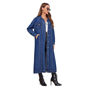 Automne mode nouveaux produits vestes longues femmes Jean à manches longues Cardigan coupe-vent pour dames veste en jean - Product Image 5