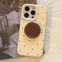 Coque de téléphone portable antichoc avec anneau de support, motif à pois style Ins, design peint, compatible avec iPhone 16/15 Pro Max/13