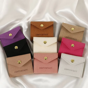 EQ Custom Microfiber Luxury Square Jewelry Pouch Lightweight Portable Gift Packaging 14*6cm Button <b>Travel</b> Organizer Roll Storage - Product Image 6