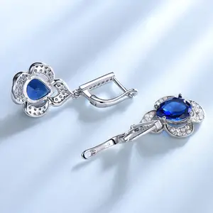Charm Mature Special Design Bule Gems 925 Silver Necklace Ring Earrings Jewelry SetためLadies
