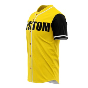 Sudadera con botones para niños amarillos en blanco Bordado de uniforme de béisbol - Product Image 3